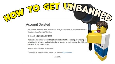 how to get my roblox account unbanned